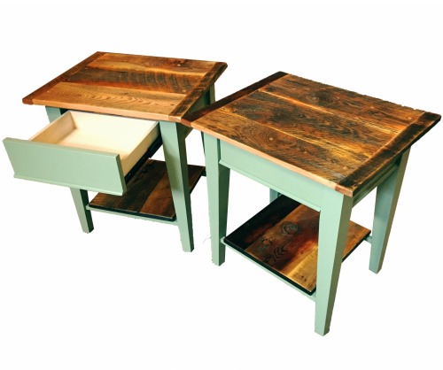 Reclaimed Top Nightstand / End table with Contrasting Drawer & Base