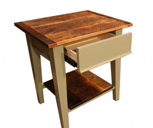 Reclaimed Top Nightstand / End table with Contrasting Drawer & Base