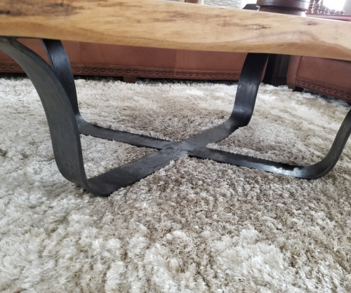 Live edge coffee table with metal legs