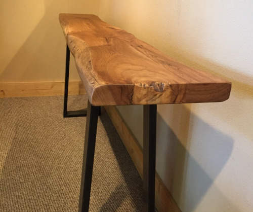 Console Table w/ Live Edge Top and Metal Frame Base