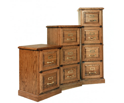 2 drawer file cabinet next to 3 drawer file cabinet next to a 4 drawer file cabinet