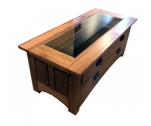 Bridger Mission Two Drawer Glass View Top Coffee Table