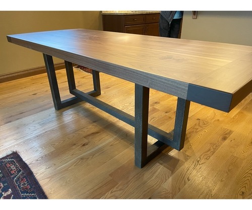 Custom Dining Table with Metal Base