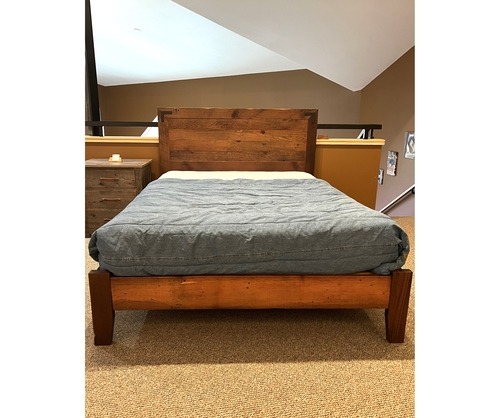 Reclaimed Lumber Bed with Metal Accents