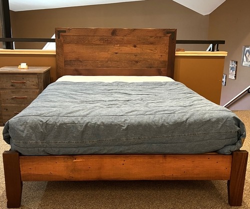 Reclaimed Lumber Bed with Metal Accents