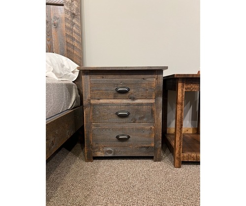 Reclaimed 3 Drawer Nightstand with Cup Pulls