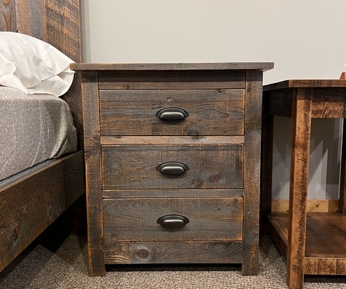 Reclaimed 3 Drawer Nightstand with Cup Pulls