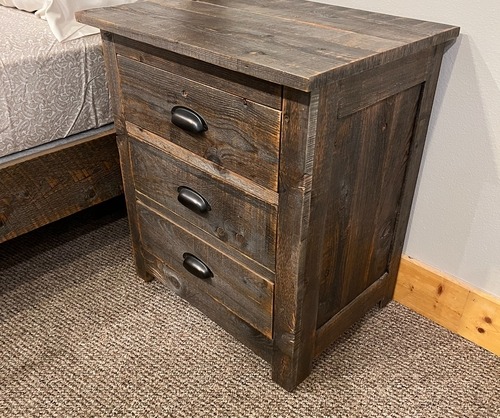 Reclaimed 3 Drawer Nightstand with Cup Pulls